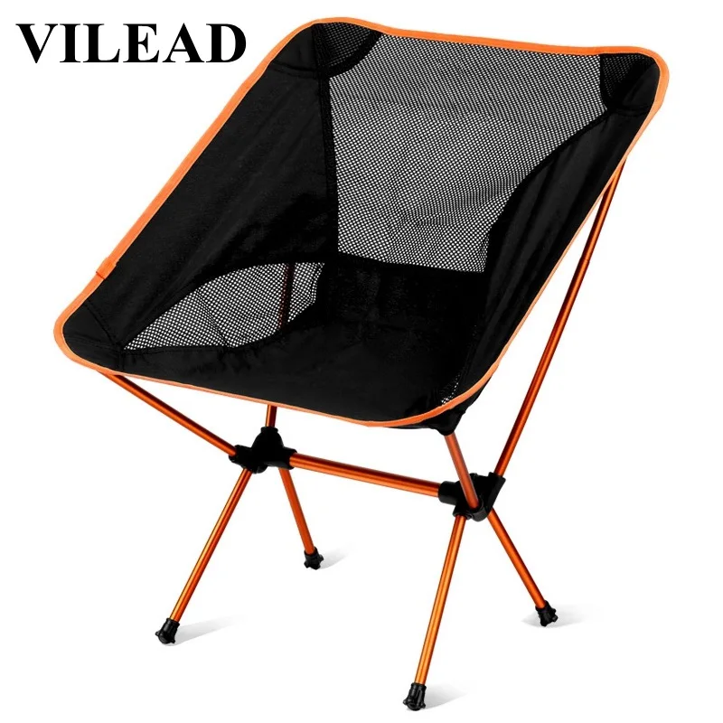 Pre-owned Chance of  VILEAD 4 Colors Portable Camping Moon Chair 7075 Aluminum Folding Ultralight Picnic Fishing Outdoor