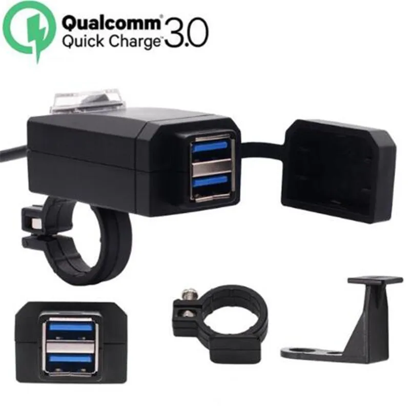 

WUPP QC3.0 USB Motorcycle Charger Moto equipment Dual USB Quick Change 12V Power Supply Adapter