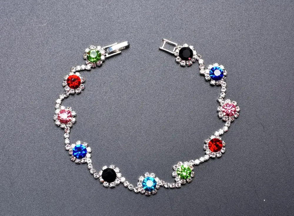 SIZZZ Новые популярные ювелирные изделия для невесты в европейском и американском стиле, Изысканный красочный браслет со стразами и браслеты для женщин