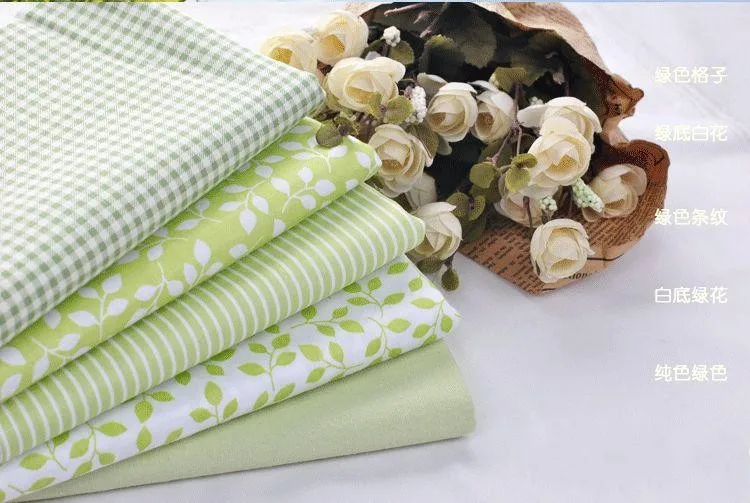 5 PCS 40cmX50cm Green Floral Cotton Fabric For Sewing Patchwork quilting Doll Bedding Fabric home textile