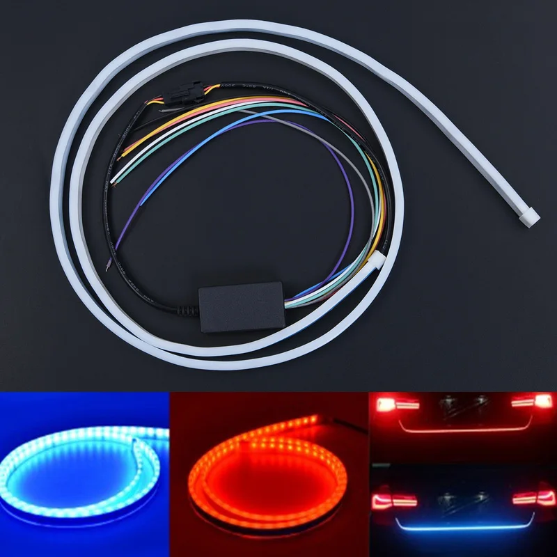 1,2 м светодиодный задний багажник для багажника автомобиля светильник декоративная лента тормозной привод Поворотная сигнальная лампа - Цвет: Blue Red