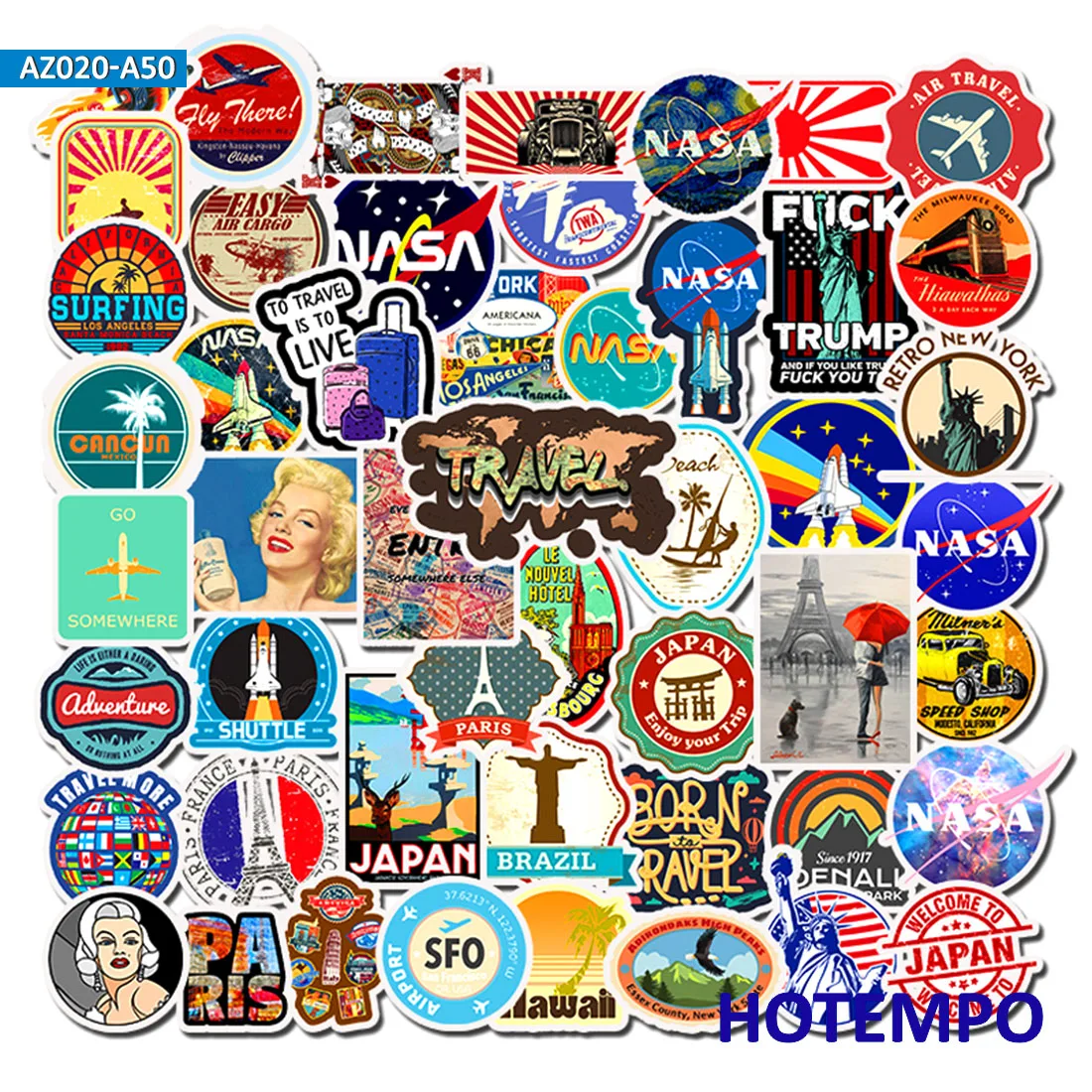 50pcs Travel Decorative Adhesive Stickers DIY Mobile Phone Laptop Luggage Suitcase Guitar Skateboard Fixed Gear Decal Stickers 50pcs Travel Decorative Adhesive Stickers DIY Mobile Phone Laptop Luggage Suitcase Guitar Skateboard Fixed Gear Decal Stickers