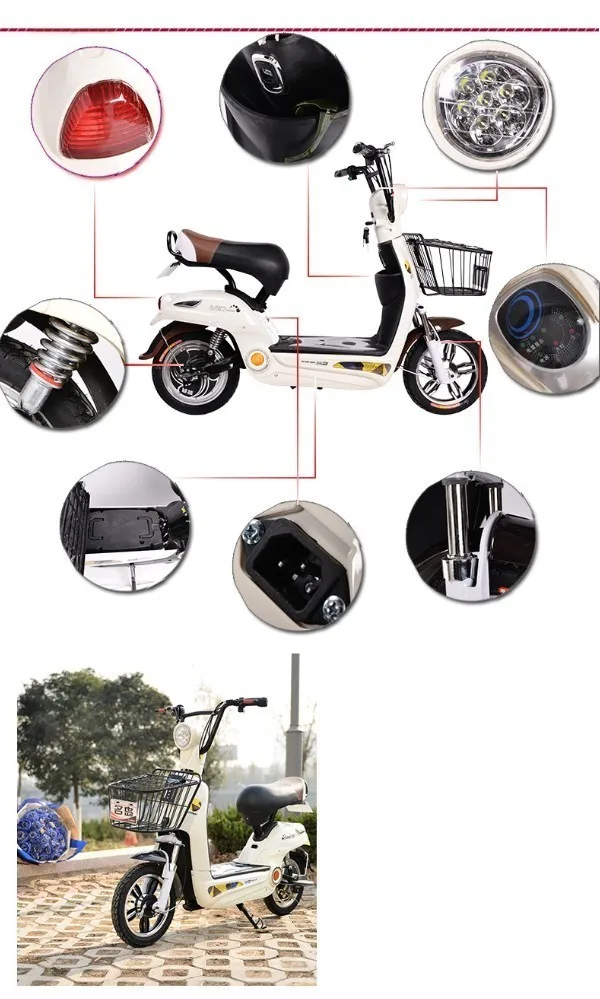 Perfect Electric Vehicle Adult Two Round Electric Power Bicycle Mini A Storage Battery Car New Pattern Electric Bicycle Mocha 0