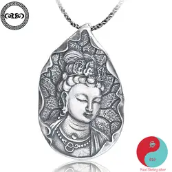 Ретро цельное Настоящее 925 ожерелье из состаренного серебра винтажное тайское серебряное ожерелье подвеска Южная амитаба Манджушри