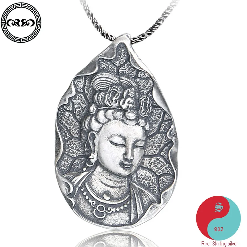

Retro Solid Real 925 Silver Sterling Necklace Vintage Thai Silver Necklace Pendant South Amitabha Manjushri Pendant