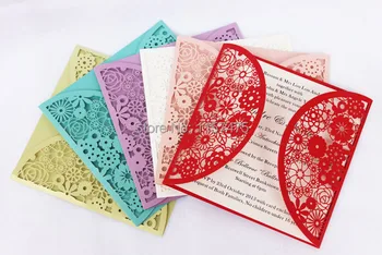 

Free Shipping !!! HI3004 - Hot Sale Customized Laser Cut Wedding Invitation Cards Made in China