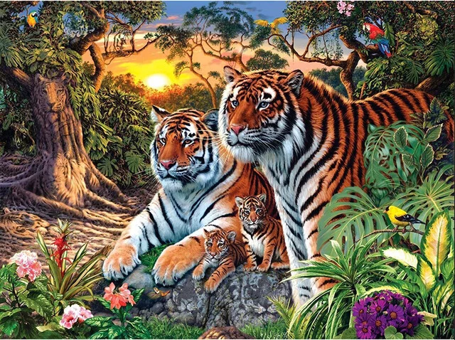

5D Diamond Painting Animal Tiger Cross Stitch Diamond Embroidery Full diamond scenery rhinestones Home Decor gift