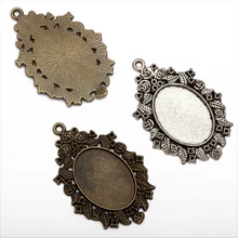 10 pçs antigo prata/bronze pingente base em branco cabochão base pingente definir para 18x25mm cabochão cameo diy colar que faz