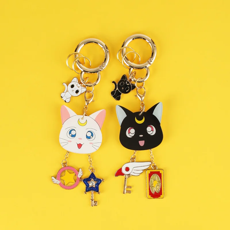 Милый японский аниме Сейлор брелок Луна кошка фигурка игрушка металлический брелок для сумки талисманы Подарочный автомобильный брелок женские ювелирные изделия
