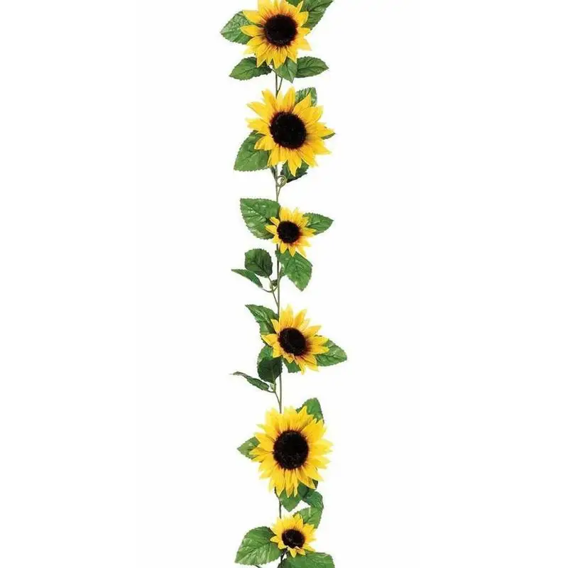 

Fake Silk Sunflower Ivy Vine Artificial Flowers With Green Leaves Hanging Garland Garden Artificial Sunflower Garland VWF1145