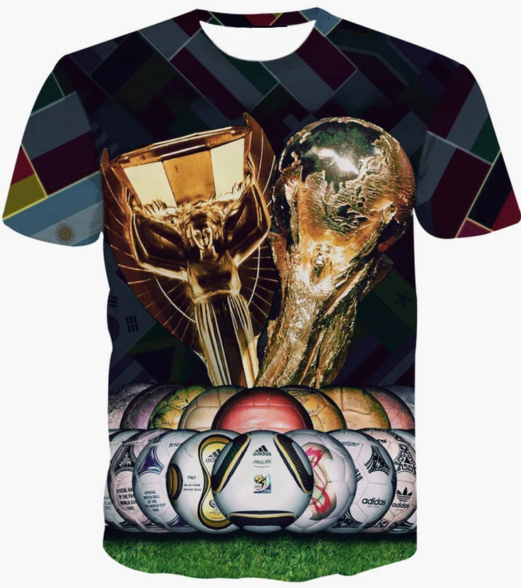 2018 Кубок мира лихорадка 3D Отпечатано STREET WEAR Футболка Мода Хип хоп