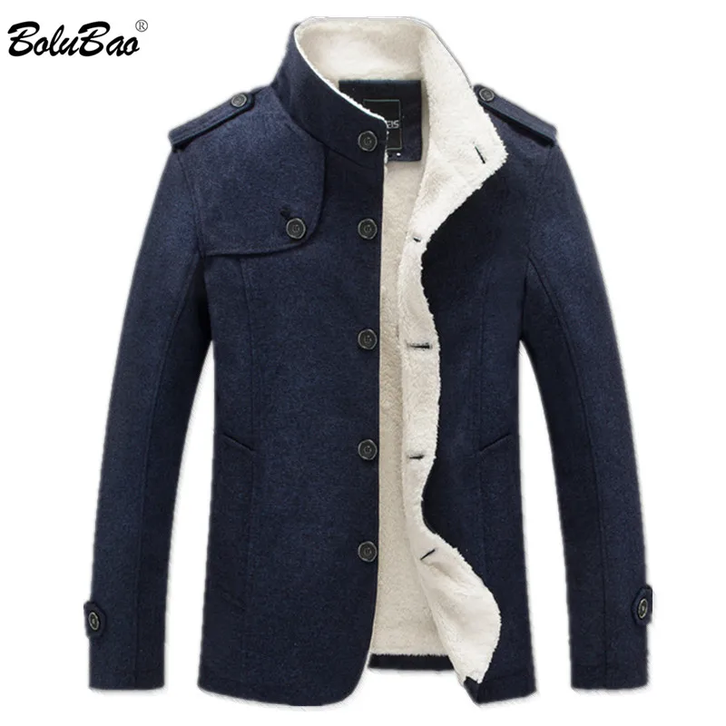 BOLUBAO Winter Men Coat Fashion Brand Clothing Fleece Lined Thick Warm Woolen Overcoat Male Wool Blend Men's Coat BOLUBAO Winter Men Coat Fashion Brand Clothing Fleece Lined Thick Warm Woolen Overcoat Male Wool Blend Men's Coat