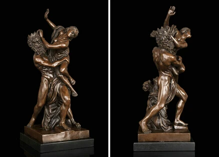 

JP S1150 Art Deco Sculpture Angels Nude Woman And Man Bronze Statue Signed