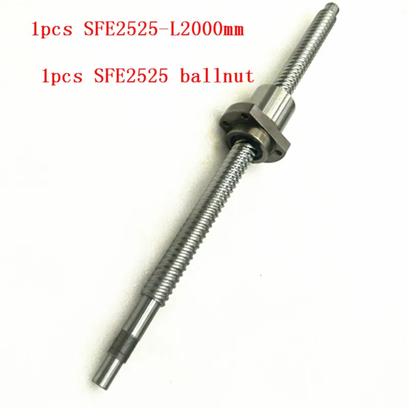 

1pcs rolled ball screw RM2525- L2000mm-C7+1pcs SFE2525 single nut bearing with BK/BF20 standard end machined
