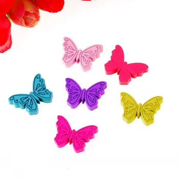

Free shipping 50pcs Random Mixed Color Butterfly Wood Spacer Beads Diy Crafts 24x18mm F1159