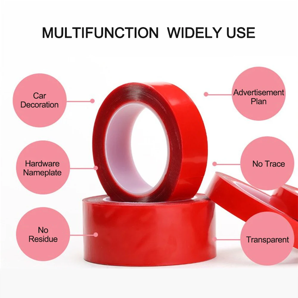 Двусторонняя акриловая клейкая наклейка 5 до 20 мм 3 метра Авто Лента сверхмощная Монтажная лента прозрачная промышленная наружная лента