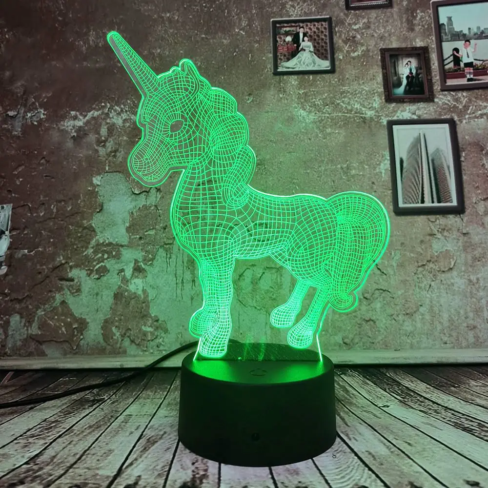 

Child Creative Gift Unicorn 3D LED Lamp Night Light Remote Touch 7 Auto Color Gradient Illusion USB Kid Light Xmas Decor Gifts