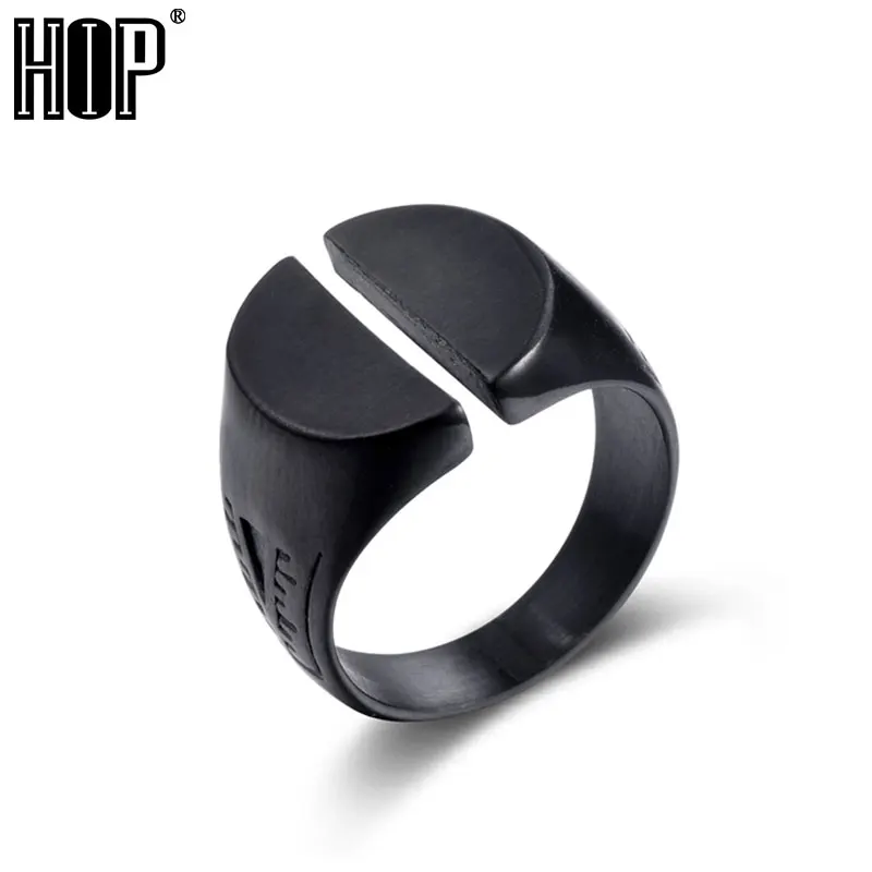 

HIP Punk Geometric Black Open Ring 316L Titanium Stainless Steel Rings for Men Jewelry