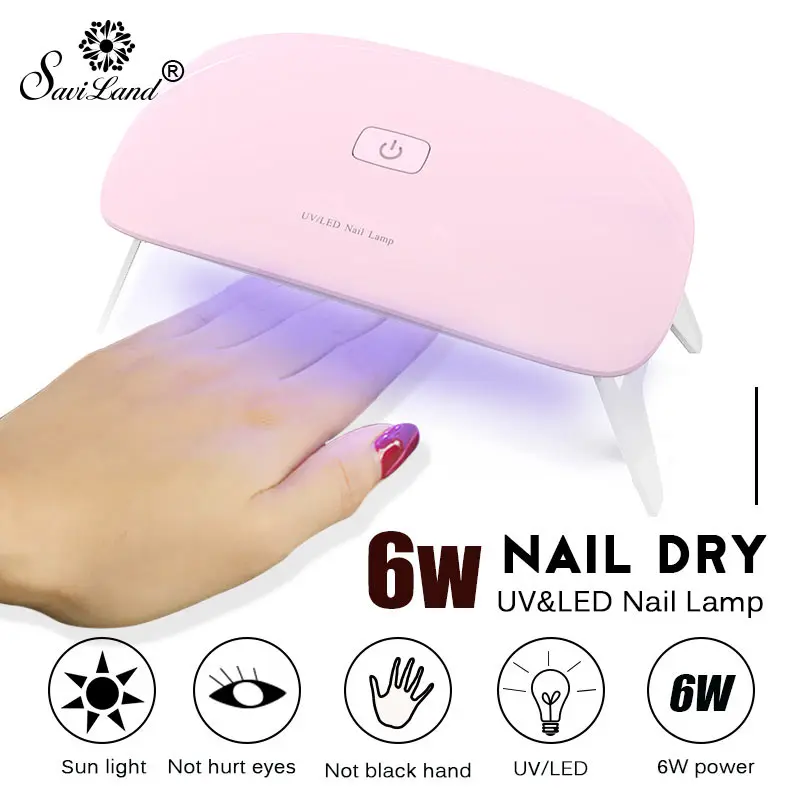 Saviland 6W Mini Gel Nail Lamp Portable USB Charge Gel Nail Dryer 45s 60s Timer LED Light Fast