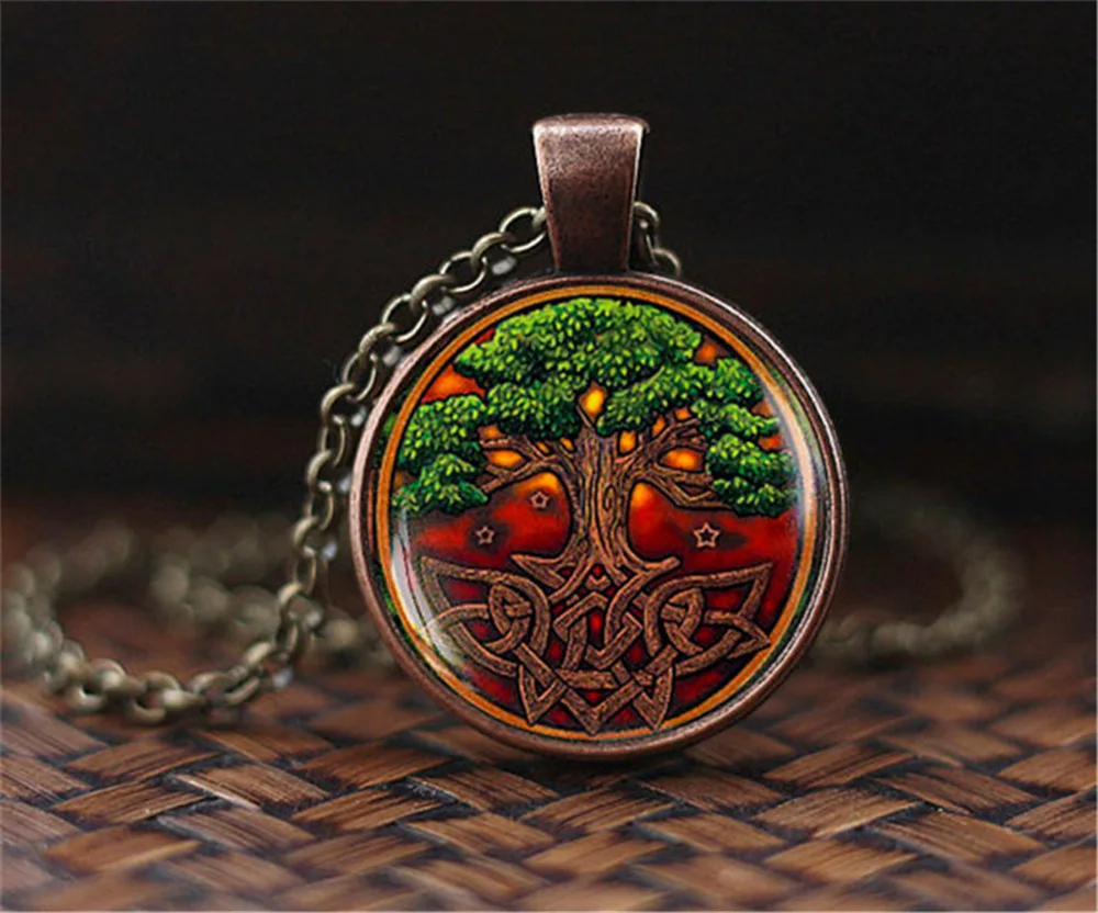 SUTEYI Celtic Tree of life Pocket Pendant Necklace, Irish Jewelry art