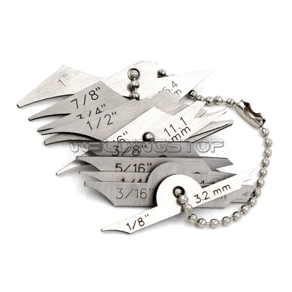 Mini Fillet Weld Keys inspection Gauge, Welding Radius Gage 10pcs chain