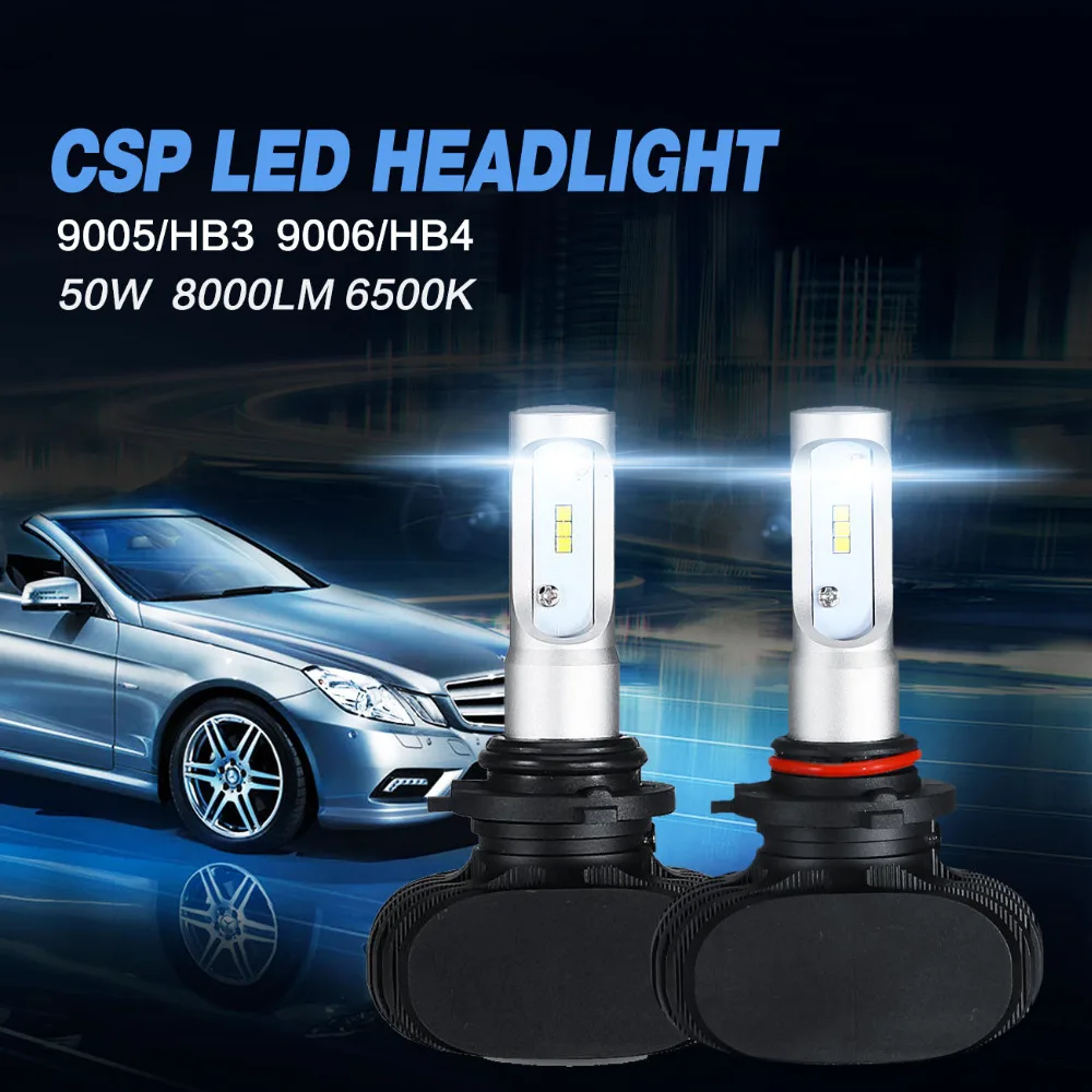 

Auxmart S1 9005 HB3 9006 HB4 Car LED Headlights 50W 8000LM Auto Front Bulb CSP All-In-One Automobile Headlamp 6500K Car Lighting