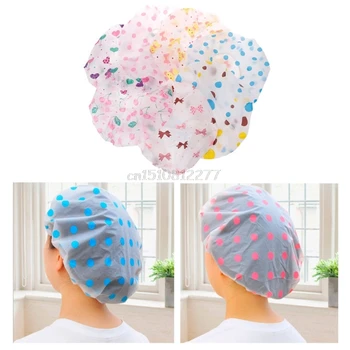 

Waterproof Shower Cap Bath Plastic Hat Elastic Bathing Hair Headwear Lady Salon #H0VH# Drop shipping