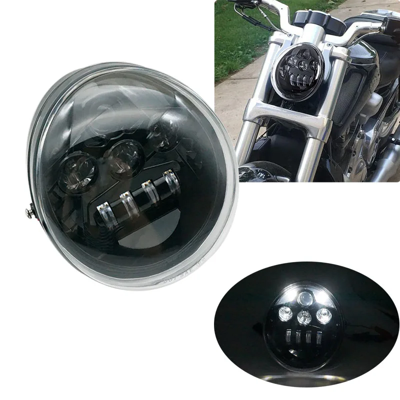 

Black Aluminum Diecast Housing LED Headlight High/ Low beam DRL for Harley V Rod VROD VRSCA VRSC Headlamp VRSC/V-ROD LED lights