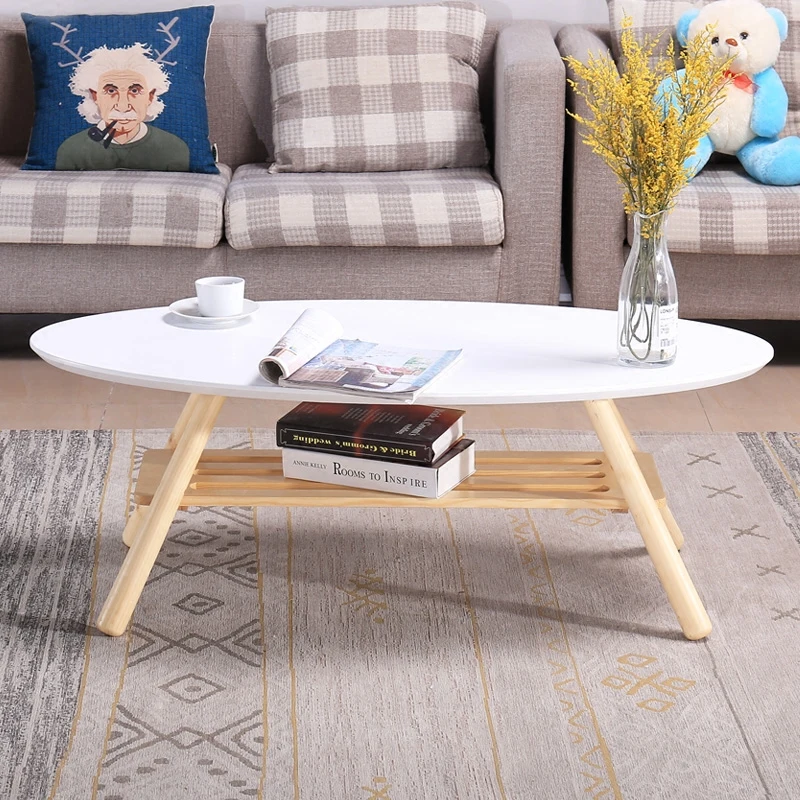 Mid Century Modern Oval Wood Center Table Living Room Furniture Contemporary Low Center Sofa Side Table Wooden Casual Tea Table