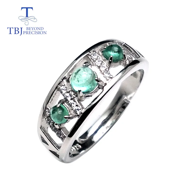TBJ, 100% натуральный Замбия зелёный Изумрудный камень регулируемое кольцо в 925 серебро ювелирные украшения для женщин с коробкой