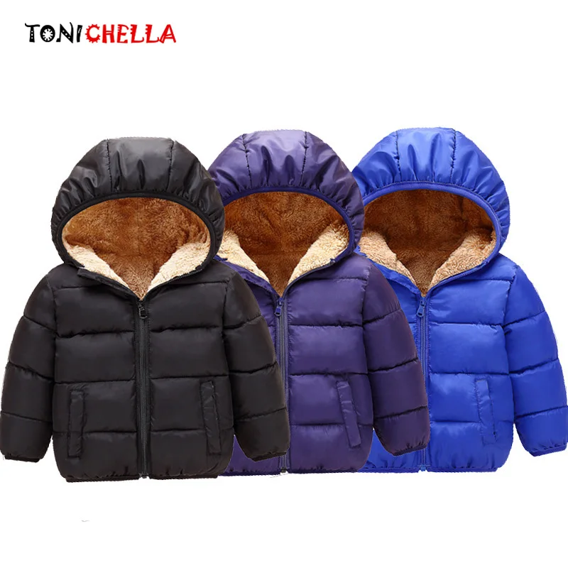 

Baby Boys Jacket Autumn Winter Children Hooded Thick Warm Outwear Coat Fashion Long Sleeve Solid Color Kids Snow Wear CL5588