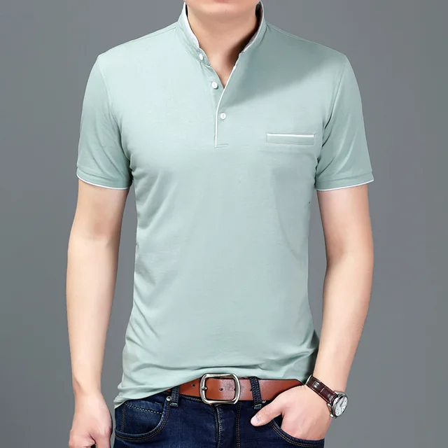 2017 Summer New Casual Stand Collar Polo Shirt Men Good Quality Slim ...