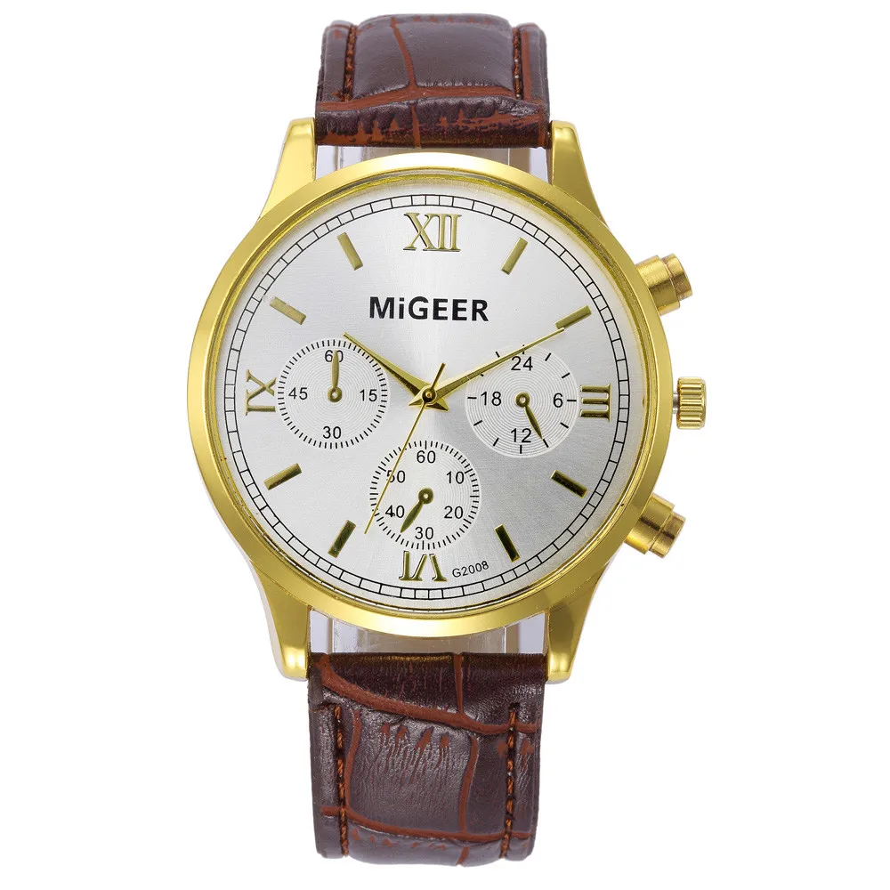 

GEMIXI Fashion casual Retro Design Leather Band Analog Alloy Quartz Wrist Watch Relojes para hombre Relojes para hombre dignity