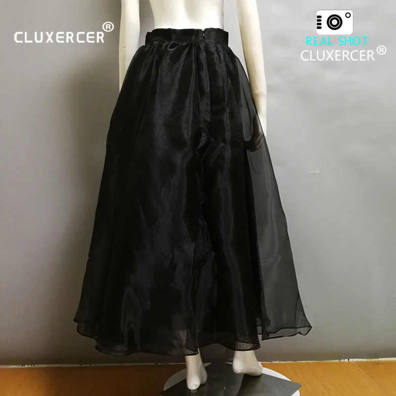 Бренд cluxercer, Высококачественная Женская длинная юбка из органзы, серые юбки в пол, многослойная длинная юбка из тюля, юбка макси