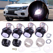 beler Car 2.5 inch H1 2 pin Right And Left Mini HID Low High Beams Bi-xenon Projector Halo Lens Kit with Clear Headlight Shroud