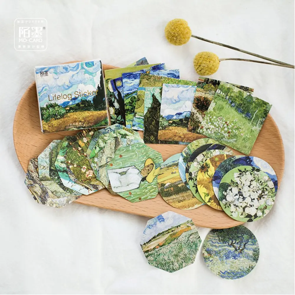 

45 Pcs/lot Van Gogh Oil Painting Mini Paper Sticker Decoration DIY Ablum Diary Scrapbooking Label Bullet Journal Stickers