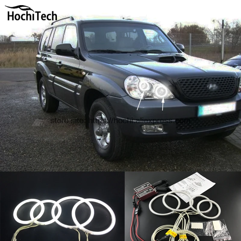 

HochiTech WHITE 6000K CCFL Headlight Halo Angel Demon Eyes Kit angel eyes light for Hyundai Terracan 2001-2007