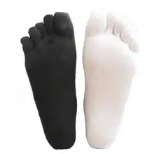 Мужские хлопковые носки с пятью пальцами, однотонные спортивные дышащие носки с низким вырезом