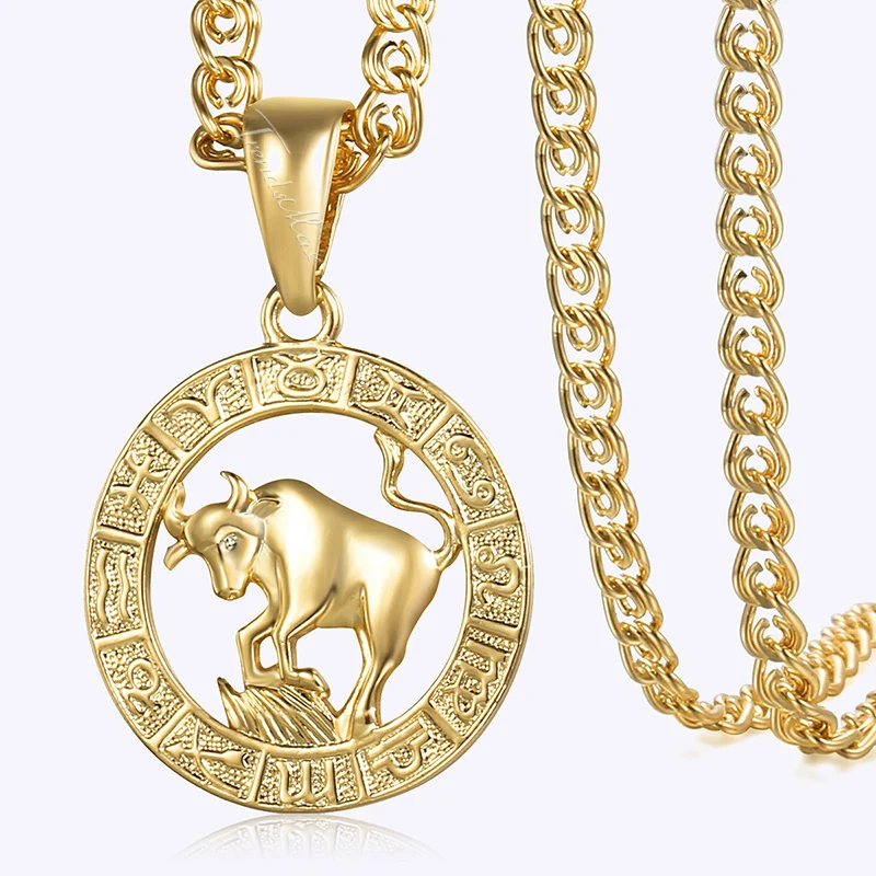 

Womens Taurus Pendant Necklace Gold Zodiac Sign Constellation Pendant For Woman Jewelry 2018 Gifts Wholesale Dropshipping HGP358
