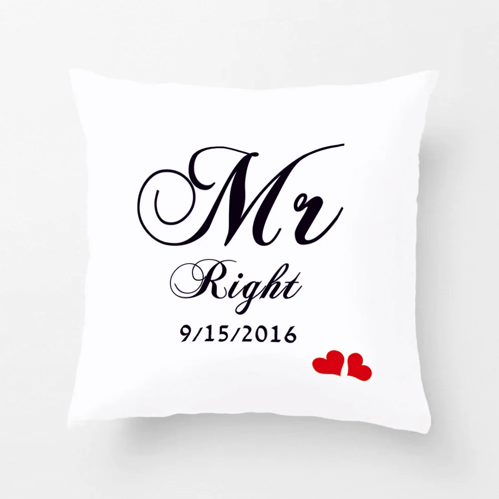 

Custom Name Mr. Right Throw Pillow Case Anniversary Decorative Cushion Covers Customized Pillowcase Perfect Gift For Lover