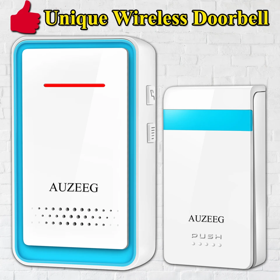

Wireless Doorbell 500FT Operate Range Waterproof Doorbell 52 Doorbell Chime 1 Push Button+1 Plug-in Receiver LED Flash Doorbell