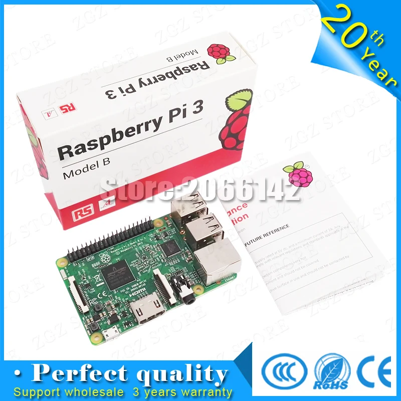

Element14 Version: 2016 New Raspberry Pi 3 Model B Board 1GB LPDDR2 BCM2837 Quad-Core Ras PI3 B,PI 3B,PI 3 B with WiFi&Bluetooth