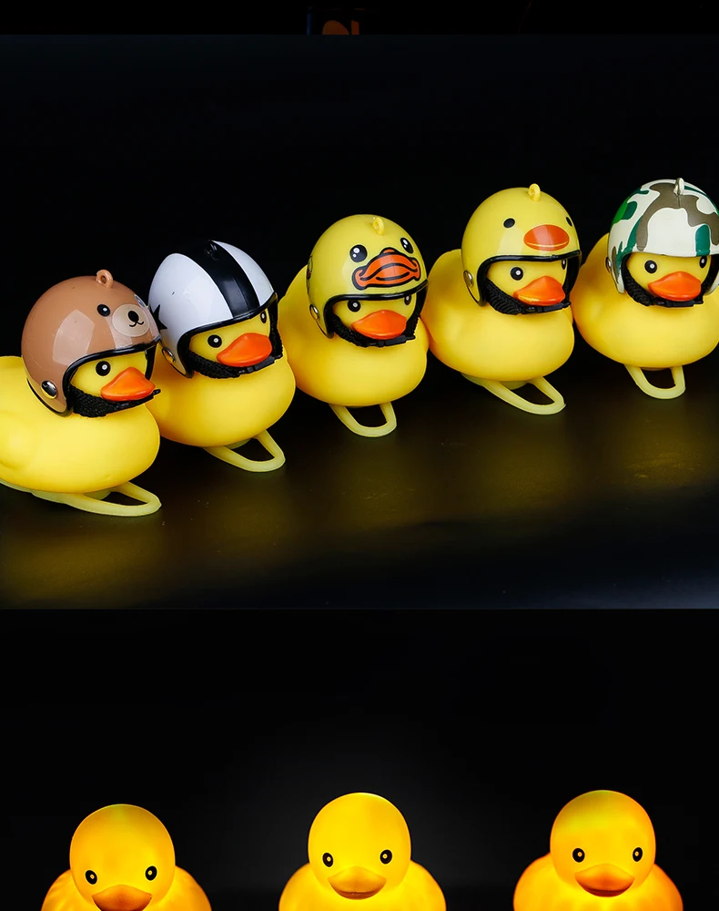 Discount Funy Animal Bicycle Light Cartoon Little Yellow Duck Helmet Head Light Shining Duck Bicycle Bells Handlebar Bicycle Accessories 18