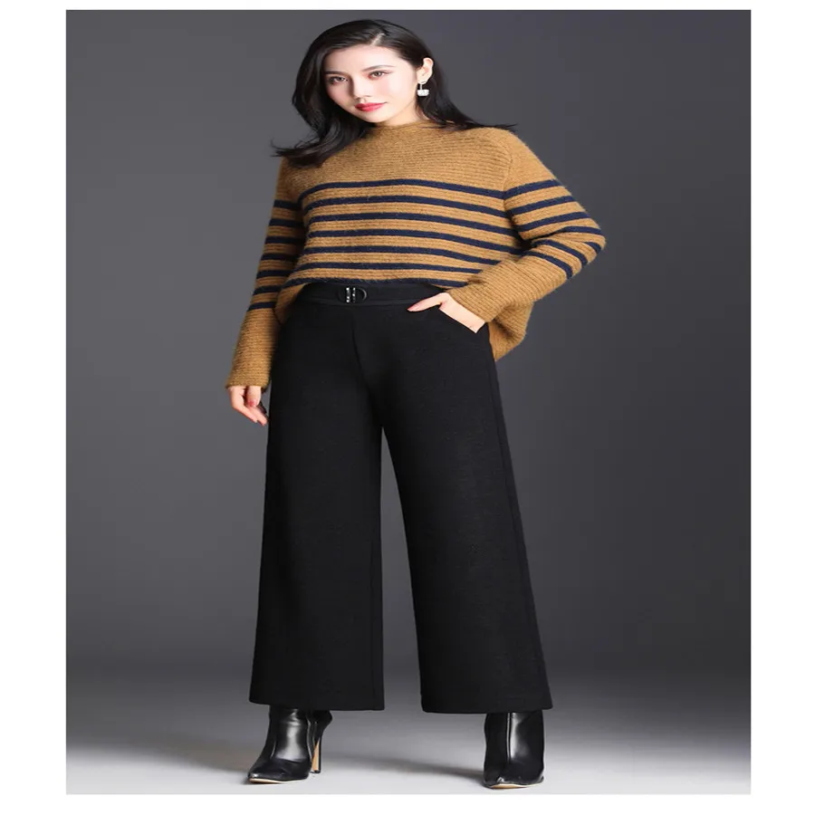 Rectos Casual Alta Cintura Pierna Pantalones Gran Ancha Punto Grey De Cortina Black Temperamento 2018 dark Deportes Tamaño Mujer 6UwAqnwzxB