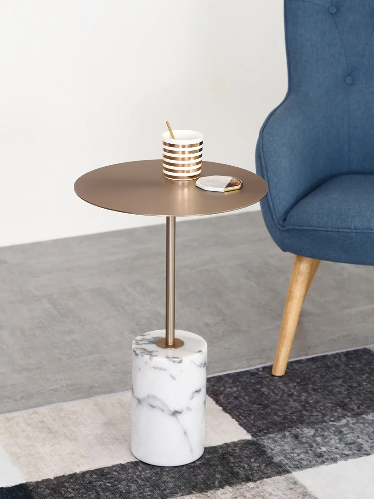 Marble side table Nordic modern minimalist designer model room balcony living room cafe small rounded corner table Marble side table Nordic modern minimalist designer model room balcony living room cafe small rounded corner table