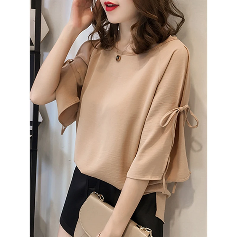 

Women's Plus Size Blouse Split Lacing Solid Color Cozy Top