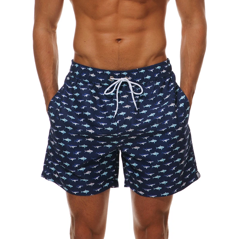 Быстросохнущие мужские шорты для плавания с принтом Фламинго рыбий плавки с сетчатой подкладкой пляжная одежда плавки-боксеры для серфинга