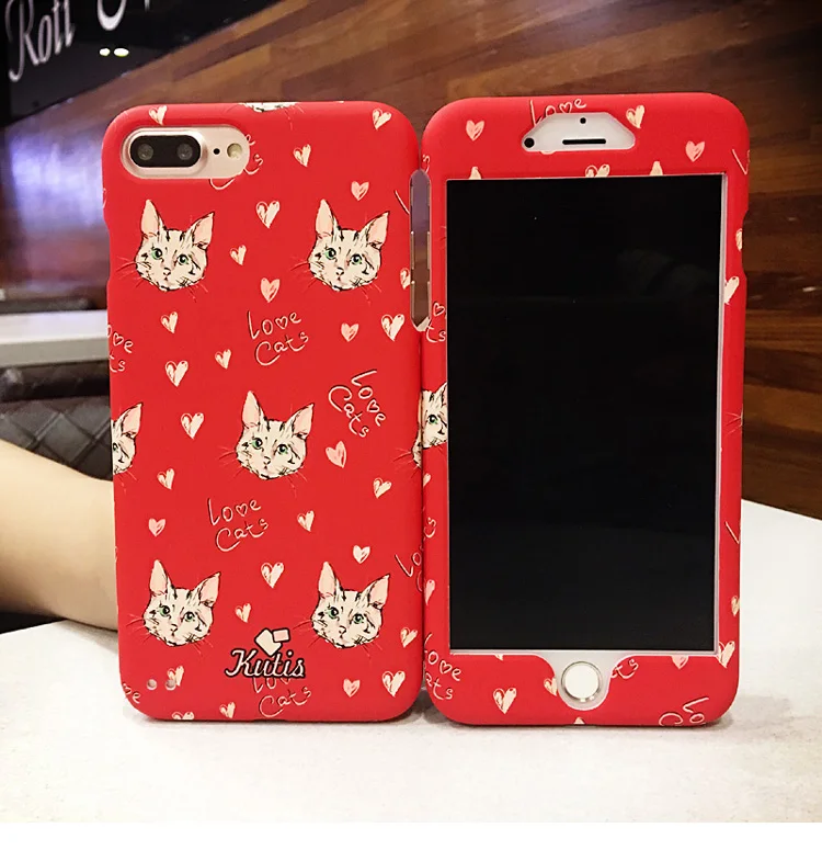 Чехол для iPhone X 360 Totoro симпатичная Передняя и задняя крышка с мультяшным котом