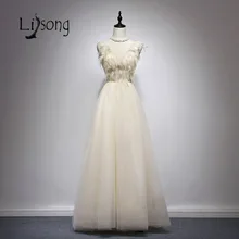 Gorgeous Marfil Una línea de Plumas Vestido de Noche Largo Del Piso Longitud las mujeres Maxi Vestido de Noche Formal de Los Vestidos robe de soirée 2017 Longo