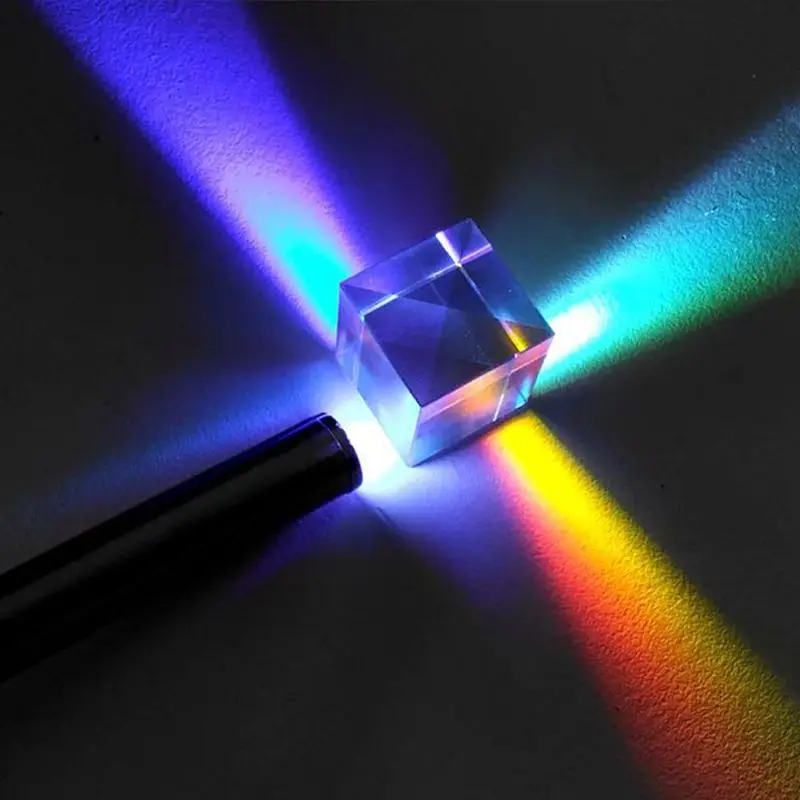 

Colorful Combiner Splitter Cross Dichroic Cube RGB Prism Optical Glass Triangular Prism for Teaching Light Spectrum Physics 20mm